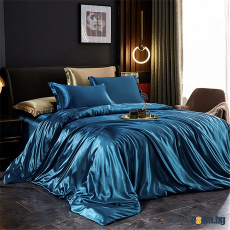 Inky Blue Спално Бельо от Сатен 4 Части