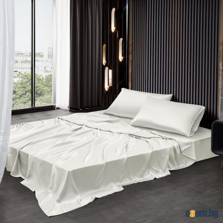 White Silk Спален Комплект от Сатен 4 Части