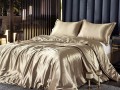 Golden North Спален Комплект от Сатен 4 Части в Цвят Старо Злато