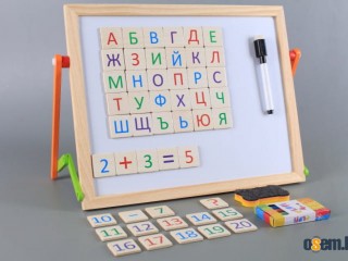 Дървена магнитна дъска ВЕГА с българската азбука - 2 в 1