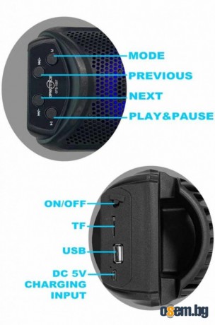 Мощна 6-инчова Bluetooth парти колонка с Hi-Fi звук и многофункционалн...