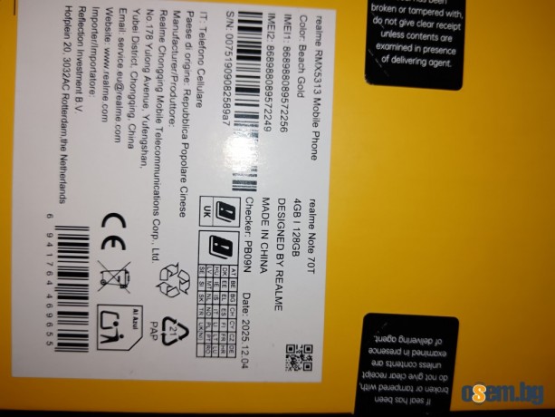 Продавам, нов смартфон Realme Note 70T 4GB RAM 128GB ЗЛАТИСТ